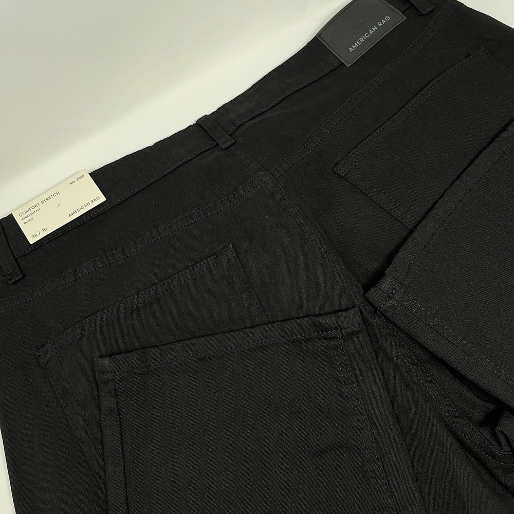 American Rag Mens Straight Fit Pants Size 38x30 Black Comfort Stretch Denim NWT